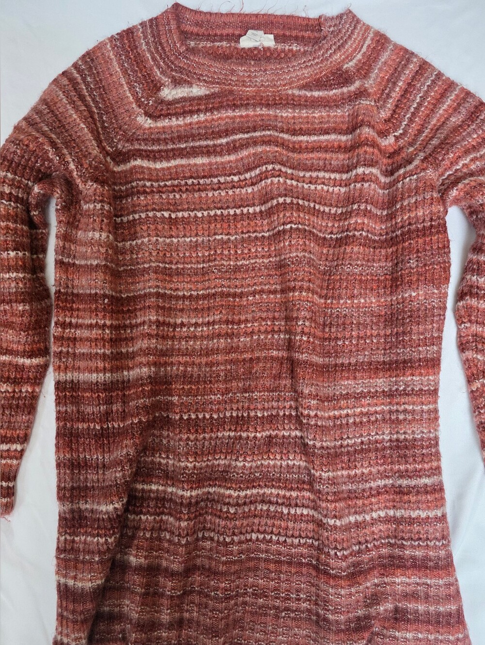 * a.n.a Striped Rust Knit Crewneck Sweater Pullover Pullover Sz PL